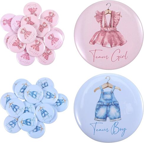Babys Shower Party Game Supplies 30Pcs Boy or Girl Gender Reveal Pins, Funny Baby Shower Team Boy Girl Button Pin, Blue Pink Baby Clothes Team Boys or Girls Badges for Birthday in Kuwait