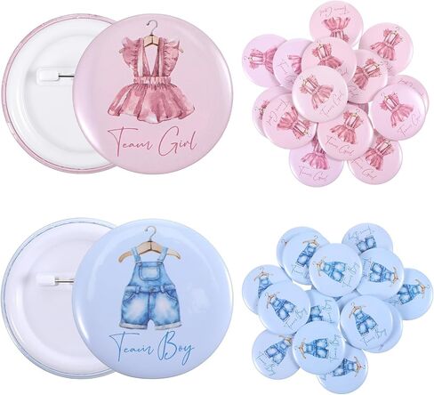 Babys Shower Party Game Supplies 30Pcs Boy or Girl Gender Reveal Pins, Funny Baby Shower Team Boy Girl Button Pin, Blue Pink Baby Clothes Team Boys or Girls Badges for Birthday in Kuwait