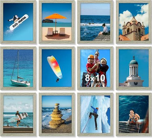 Vittanly 5x7 Picture Frames Set of 12, Display 4x6 Pictures with Mat or 5x7 without Mat, Engineered Wood with Shatter Resistant Plexiglass, Wall or Tabletop Photo Frames, Black in Saudi Arabia
