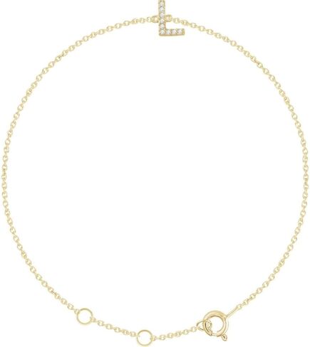 14K Gold Round Cut Natural Diamond Initial A 6-7" Bracelet in Kuwait