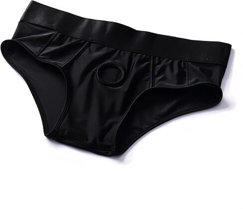 Black Strapless Strapon O-ring Panties Briefs Breathable Briefs in Saudi Arabia