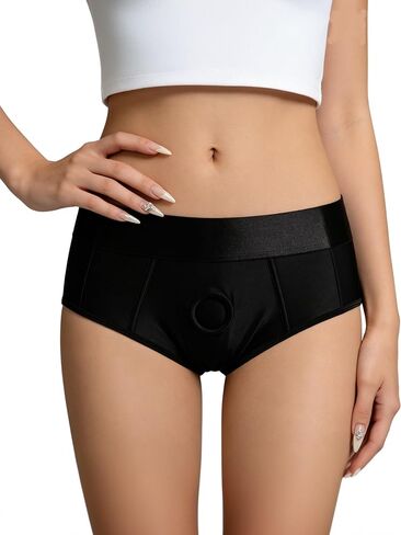 Black Strapless Strapon O-ring Panties Briefs Breathable Briefs in Saudi Arabia