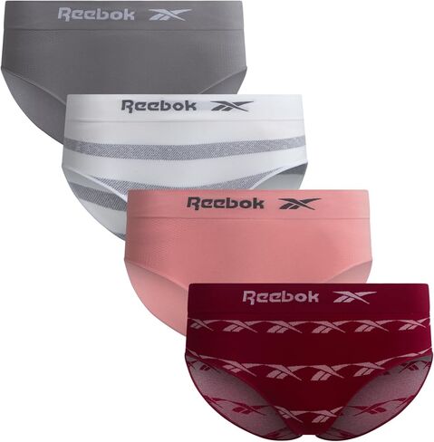 Reebok Womens Hipster Panties - 4 Pack Soft Stretch Seamless Underwear for Women with Tag Free Relaxed Waistband in Kuwait