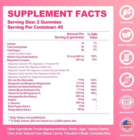 Magnesium Glycinate Gummies 700MG - 21-in-1 Advanced Magnesium Supplement with Ashwagandha, L-Theanine, Zinc, Vitamin - Sugar Free Magnesium Gummies for zzZ, Focus & Relaxation, for Women, Men & Kids in Saudi Arabia