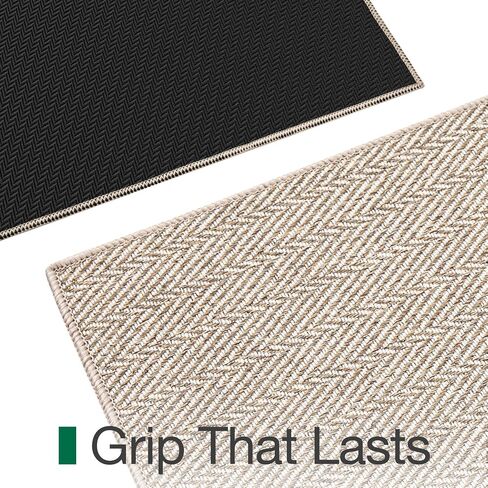 LUMI Ultra Thin Runner Rug for Hallway 2'x6', Non-Slip Entryway Rug with Rubber Backing, Unique Herringbone Design for Hallway, Entry, Kitchen, Patio, Beige in Saudi Arabia