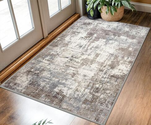 KOZYFLY Abstract Washable Runner Rug 2x6 Runners for Hallways Non-Slip Soft Kitchen Runner Rugs, Modern Printed Blue Beige Striped Carpet Runner for Entryway Bathroom Laundry Room Foyer in Kuwait