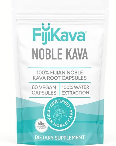 FijiKava Noble Kava Kava Capsules, 600mg Kavalactones Per Serving, Natural Relaxation & Sleep Support Supplement, Vegan & Non-GMO, 60-Count, Premium Piper Methysticum Extract for Calm & Stress Relief in Saudi Arabia