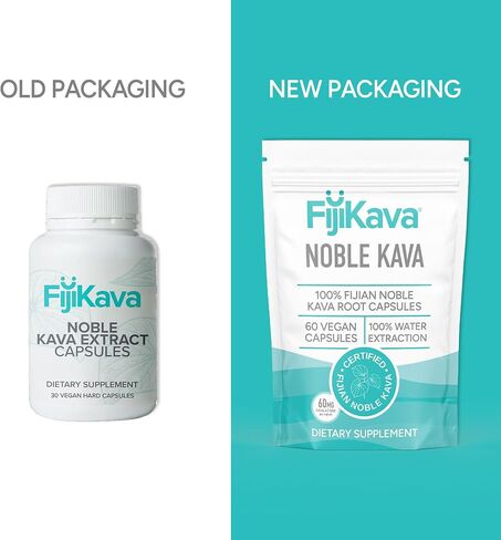 FijiKava Noble Kava Kava Capsules, 600mg Kavalactones Per Serving, Natural Relaxation & Sleep Support Supplement, Vegan & Non-GMO, 60-Count, Premium Piper Methysticum Extract for Calm & Stress Relief in Saudi Arabia