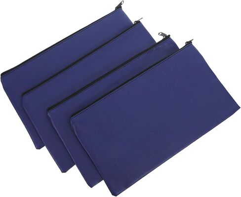 4pcs Pu Synthetic Leather Money Bags with Zipper 28x15.5cm Blue Wallets for Coins, Receipts, Cosmetics, Document Organizer Pouches for Bank Deposit and Purse Use in Kuwait