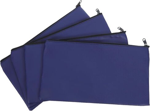 NUOBESTY Pu Leather Zippered Deposit Bag 28x15.5cm, 4pcs Small Cash Pouches for Coins, Receipts, Cosmetics Organizer for Business and Personal Use, Blue in Kuwait