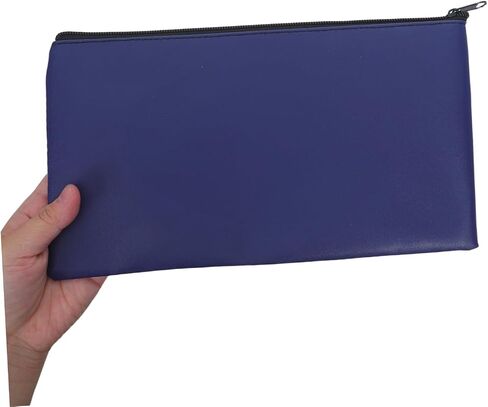 NUOBESTY Pu Leather Zippered Deposit Bag 28x15.5cm, 4pcs Small Cash Pouches for Coins, Receipts, Cosmetics Organizer for Business and Personal Use, Blue in Kuwait