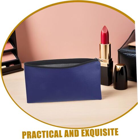 NUOBESTY Pu Leather Zippered Deposit Bag 28x15.5cm, 4pcs Small Cash Pouches for Coins, Receipts, Cosmetics Organizer for Business and Personal Use, Blue in Kuwait