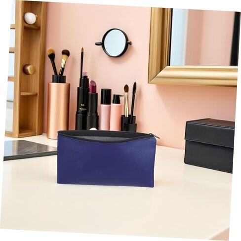 NUOBESTY Pu Leather Zippered Deposit Bag 28x15.5cm, 4pcs Small Cash Pouches for Coins, Receipts, Cosmetics Organizer for Business and Personal Use, Blue in Kuwait