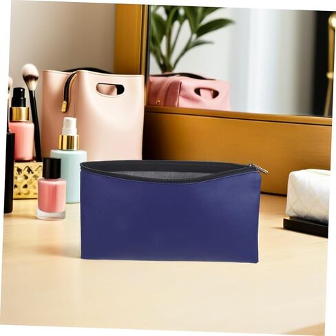 NUOBESTY Pu Leather Zippered Deposit Bag 28x15.5cm, 4pcs Small Cash Pouches for Coins, Receipts, Cosmetics Organizer for Business and Personal Use, Blue in Kuwait