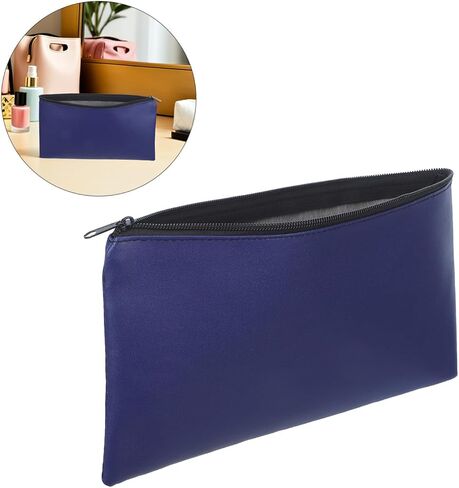 NUOBESTY Pu Leather Zippered Deposit Bag 28x15.5cm, 4pcs Small Cash Pouches for Coins, Receipts, Cosmetics Organizer for Business and Personal Use, Blue in Kuwait
