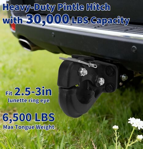 JEXTRA Pintle Hitch 15 ton with 2-5/16 Inch Hitch Ball and Pintle Mount Fits 3 inch Lunette Ring and Towing Rope with Mounting Kit Heavy Duty Black Powder Coat 33000LB in Saudi Arabia