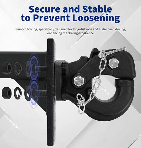 JEXTRA Pintle Hitch 15 ton with 2-5/16 Inch Hitch Ball and Pintle Mount Fits 3 inch Lunette Ring and Towing Rope with Mounting Kit Heavy Duty Black Powder Coat 33000LB in Saudi Arabia