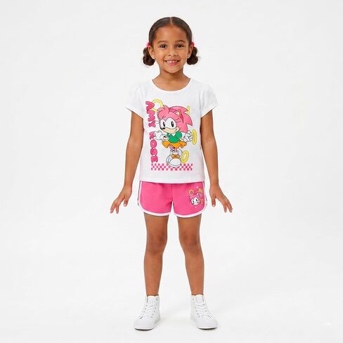 SEGA Sonic the Hedgehog Amy Rose Girls Short Sleeve T-Shirt and Shorts Set for Big Kids in Kuwait