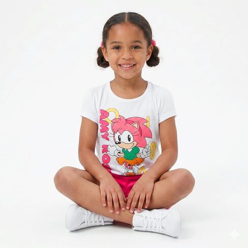 SEGA Sonic the Hedgehog Amy Rose Girls Short Sleeve T-Shirt and Shorts Set for Big Kids in Kuwait