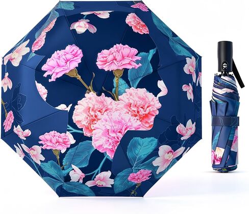 Lejorain Compact Travel Umbrella for Women - 46 Inch Portable Floral Umbrella Auto Open Close Folding Windproof Umbrellas for Purse, Car, Backpack & Travel in Saudi Arabia