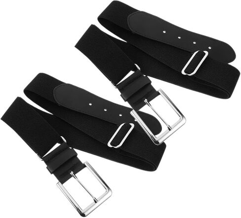 BESTYASH Adjustable Baseball Belt 2pcs Elastic Softball Waist Belts for Men Women Youth Sports Outdoor Use Black in Kuwait