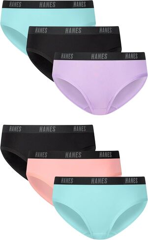 ملابس داخلية للفتيات من Hanes مجموعة محبو موسيقى الجاز، 6 عبوات، سراويل داخلية مريحة خفيفة الوزن بدرجة حرارة X، تحكم في الرائحة in Kuwait