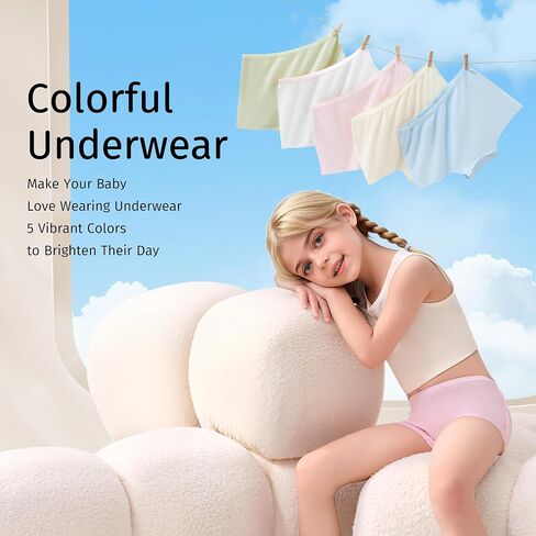 Little Girls 100% Cotton Underwear Toddler Kids Breathable Disposable Panties for Travel School Outdoor Sports Multipack in Saudi Arabia