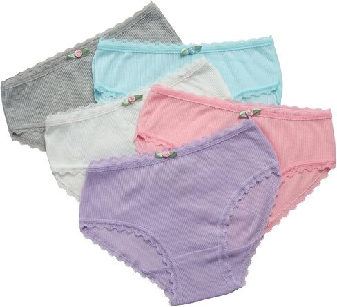 dELiA*s Girls Underwear Panties - 5 Pack Cotton Ribbed Panties for Girls with Lace-Trimmed Waistband Multipack Underwear in Saudi Arabia