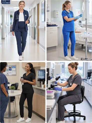 Women's Maternity Scrub Jogger – 4-Way Stretch Over The Belly Workwear Pregnancy Pants with 6 Pockets in Saudi Arabia