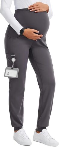 Women's Maternity Scrub Jogger – 4-Way Stretch Over The Belly Workwear Pregnancy Pants with 6 Pockets in Saudi Arabia