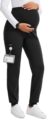 Women's Maternity Scrub Jogger – 4-Way Stretch Over The Belly Workwear Pregnancy Pants with 6 Pockets in Saudi Arabia