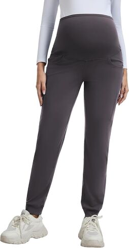 QBK Maternity Jogger Scrub Pants for Women, High-Rise Stretch Belly Panel, Pregnancy Work Uniform Pants with 6 Pockets in Kuwait