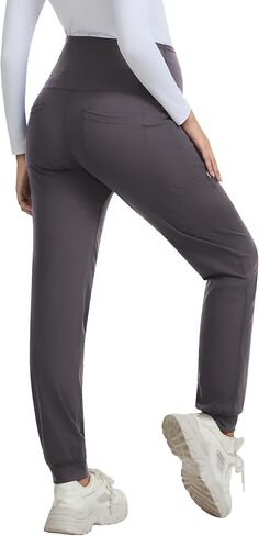 QBK Maternity Jogger Scrub Pants for Women, High-Rise Stretch Belly Panel, Pregnancy Work Uniform Pants with 6 Pockets in Kuwait