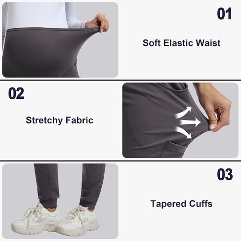 QBK Maternity Jogger Scrub Pants for Women, High-Rise Stretch Belly Panel, Pregnancy Work Uniform Pants with 6 Pockets in Kuwait