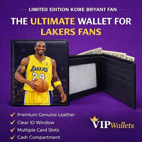 Basketball Wallet, Los Angeles Team, Player 24 Theme Bifold Credit Card Cash Holder Wallet with Gift box for men in Kuwait