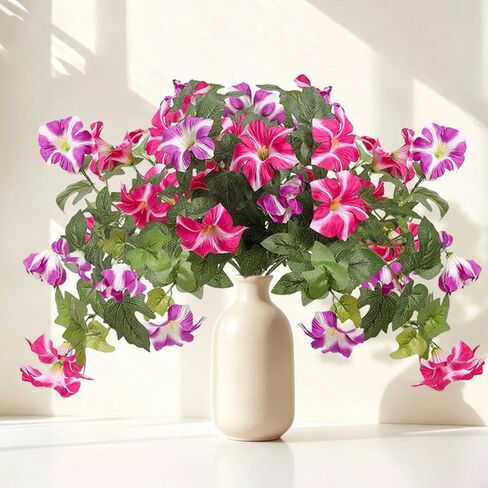 SZC&MFZ Purple UV Resistant Artificial Morning Glory Fake Flowers, 2 Pcs Faux Morning Glory Flowers, Silk Flowers for Outdoor,Spring Wreaths, Front Door, Front Porch & Garden Décor in Saudi Arabia