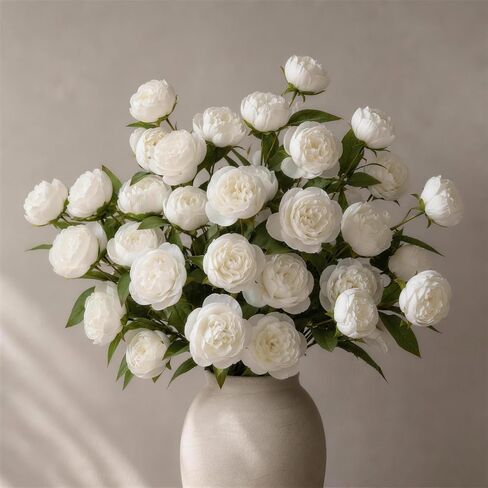 Fake Flowers 5pcs Artificial Peonies 20 Blooms, with 27 Inch UV Resistant Tall Silk Floral Bouquet for Floor Vase & Wedding Centerpieces, Bendable Floral Stems Faux Flowers for Home Decor in Saudi Arabia
