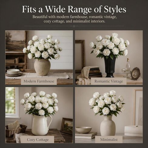 Fake Flowers 5pcs Artificial Peonies 20 Blooms, with 27 Inch UV Resistant Tall Silk Floral Bouquet for Floor Vase & Wedding Centerpieces, Bendable Floral Stems Faux Flowers for Home Decor in Saudi Arabia