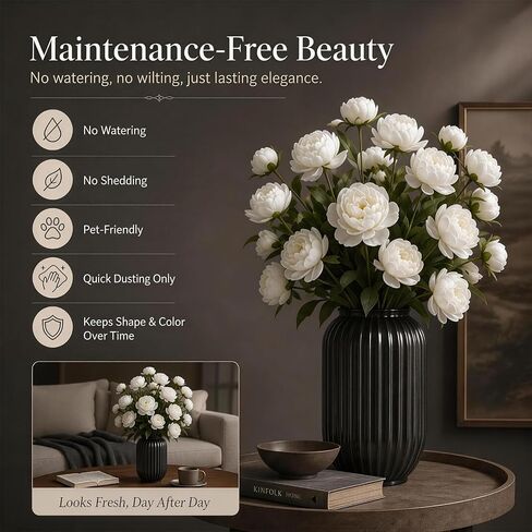Fake Flowers 5pcs Artificial Peonies 20 Blooms, with 27 Inch UV Resistant Tall Silk Floral Bouquet for Floor Vase & Wedding Centerpieces, Bendable Floral Stems Faux Flowers for Home Decor in Saudi Arabia