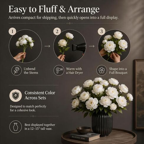 Fake Flowers 5pcs Artificial Peonies 20 Blooms, with 27 Inch UV Resistant Tall Silk Floral Bouquet for Floor Vase & Wedding Centerpieces, Bendable Floral Stems Faux Flowers for Home Decor in Saudi Arabia