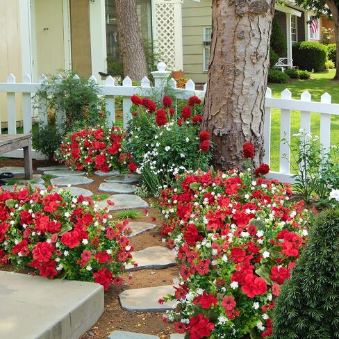 Ouddy Decor 18'' Artificial Geraniums Flowers for Outdoors, 10 Bundles Mixed Fake Silk Flowers Plastic Plants UV Resistant for Summer Garden Porch Patio Planter Kitchen Table Home Decor, Red in Kuwait