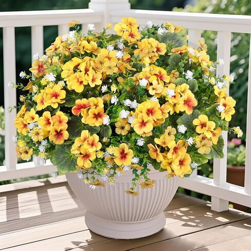 Ouddy Decor 18'' Artificial Geraniums Flowers for Outdoors, 10 Bundles Mixed Fake Silk Flowers Plastic Plants UV Resistant for Summer Garden Porch Patio Planter Kitchen Table Home Decor, Red in Kuwait