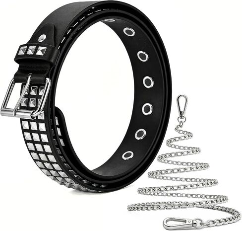 Mens Studded Belts with Pant Chain Pyramid Rivets Y2K Leather Waist Belt for Women Hip Hop Punk Accessories in Saudi Arabia