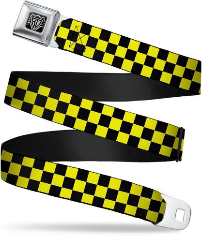 Buckle-Down Seatbelt Belt - Checker Black/Neon Yellow in Kuwait
