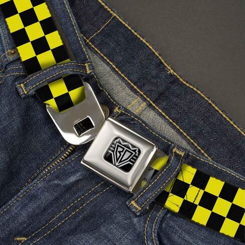Buckle-Down Seatbelt Belt - Checker Black/Neon Yellow in Kuwait