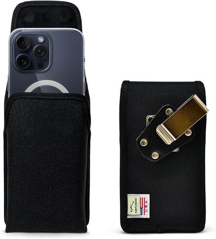 Turtleback Premium Nylon Phone Holster for iPhone 16 Pro Max, 15 Pro Max, 14 Pro Max, 13 Pro Max – Black Phone Belt Holder Fits Slim Cases – Phone Holster with Exclusive Metal Belt Clip in Saudi Arabia