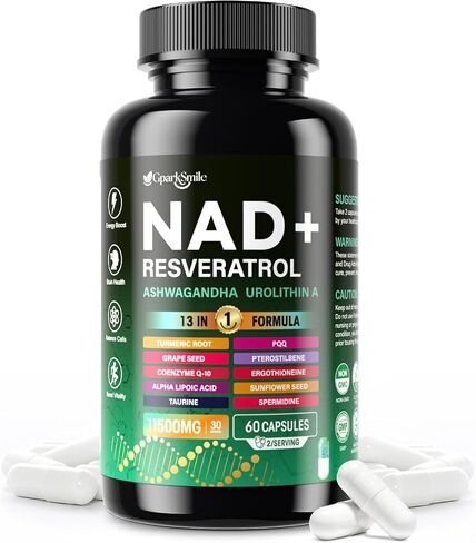 NAD Supplement - NAD Supplements for Women & Men - Liposomal NAD+ Resveratrol Complex with Urolithin A, CoQ10 - Boosts NAD+ Levels, Cellular Energy & Healthy Skin -60 Capsule (1-Pack) in Kuwait