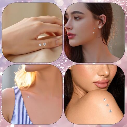 14G Dermal Anchor Tops with Base – Microdermals Piercing Jewelry Set | 316L Surgical Steel Internally Threaded Surface Piercing Studs with Shiny Cubic Zirconia for Women Men (3Pcs) in Saudi Arabia