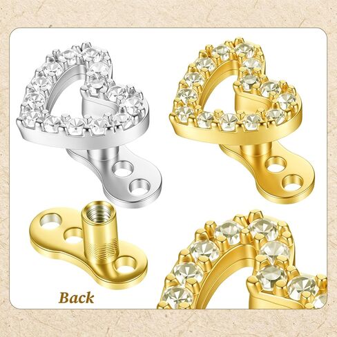 tucnoeu 2pcs 14G مكعب زركونيا مرساة جلدية قمم وقاعدة جراحية، الصلب لذيذ تشيكوسلوفاكيا الماس Microdermals داخليا الجسم ثقب ترصيع داخليا مترابطة للنساء الرجال، الذهب، الشظية in Kuwait