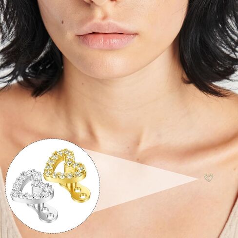 tucnoeu 2pcs 14G مكعب زركونيا مرساة جلدية قمم وقاعدة جراحية، الصلب لذيذ تشيكوسلوفاكيا الماس Microdermals داخليا الجسم ثقب ترصيع داخليا مترابطة للنساء الرجال، الذهب، الشظية in Kuwait